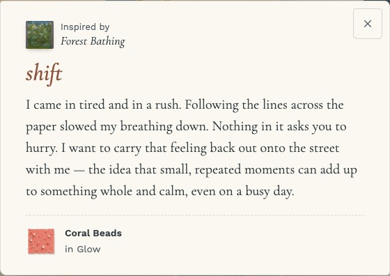 An opened reflection: shift, inspired by Forest Bathing